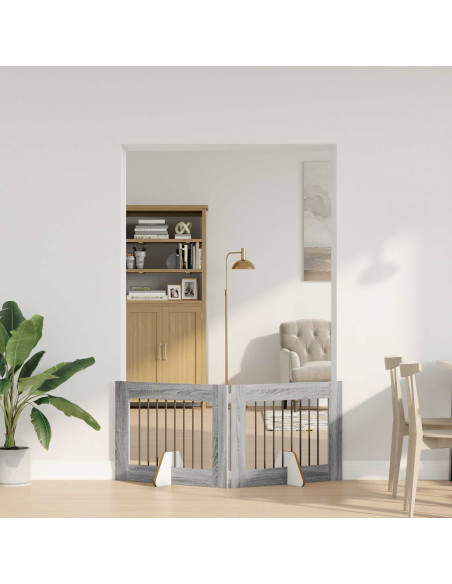 Cancello per cani con supporti 2 pcs Grigio Sonoma 80 x 60 cm
