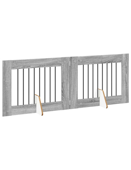 Cancello per cani con supporti 2 pcs Grigio Sonoma 80 x 60 cm