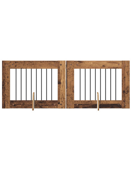Cancello per cani con supporti 2 pcs Legno antico 80 x 60 cm