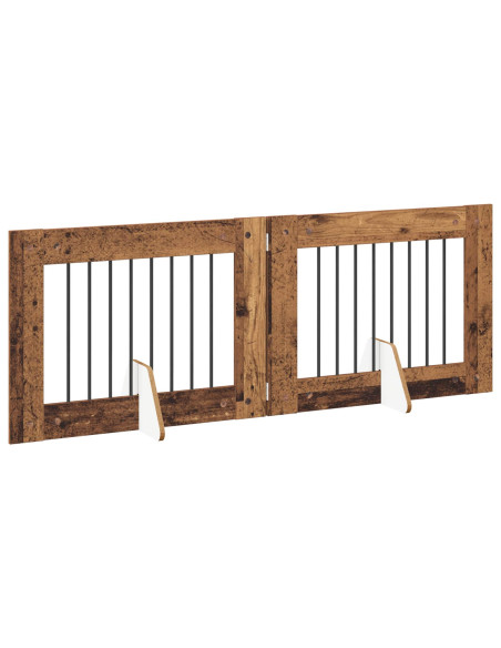 Cancello per cani con supporti 2 pcs Legno antico 80 x 60 cm