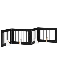 Cancello per cani con supporti 4 pcs Rovere Nero 80 x 60 cm 2
