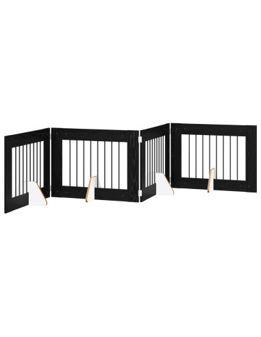 Cancello per cani con supporti 4 pcs Rovere Nero 80 x 60 cm