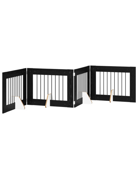 Cancello per cani con supporti 4 pcs Rovere Nero 80 x 60 cm