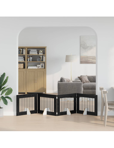 Cancello per cani con supporti 4 pcs Rovere Nero 80 x 60 cm