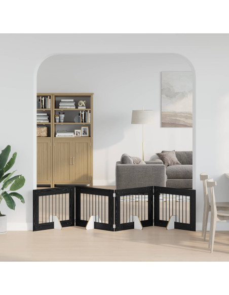 Cancello per cani con supporti 4 pcs Rovere Nero 80 x 60 cm