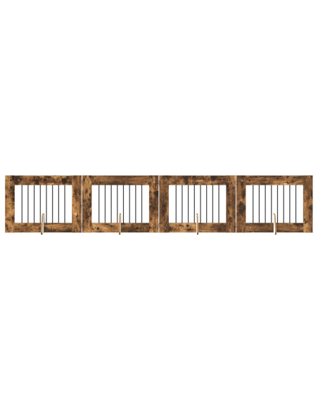 Cancello per cani con supporti 4 pcs Rovere Fumo 80 x 60 cm
