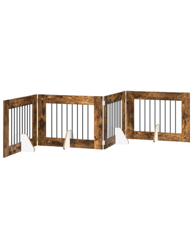 Cancello per cani con supporti 4 pcs Rovere Fumo 80 x 60 cm