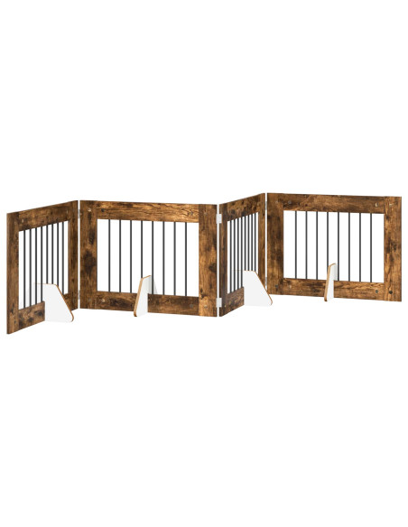 Cancello per cani con supporti 4 pcs Rovere Fumo 80 x 60 cm