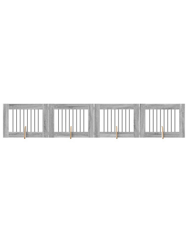 Cancello per cani con supporti 4 pcs Grigio Sonoma 80 x 60 cm