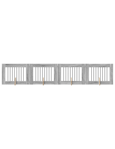Cancello per cani con supporti 4 pcs Grigio Sonoma 80 x 60 cm