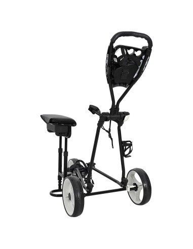 Carrello da golf con sedile Nero e Bianco 100 x 60 x 130 cm