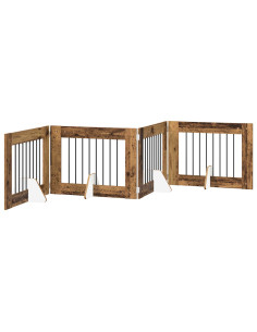 Cancello per cani con supporti 4 pcs Legno antico 80 x 60 cm 2