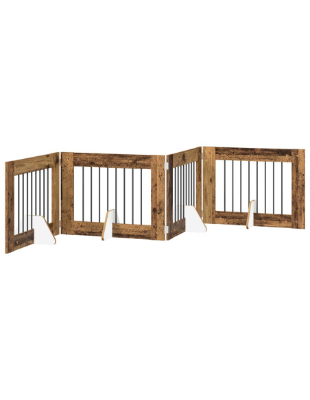 Cancello per cani con supporti 4 pcs Legno antico 80 x 60 cm