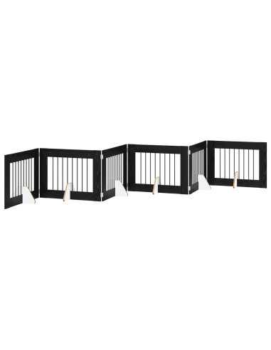 Cancello per cani con supporti 6 pcs Rovere Nero 80 x 60 cm