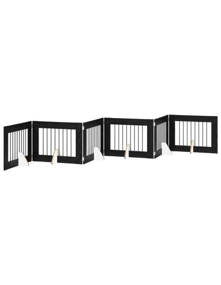 Cancello per cani con supporti 6 pcs Rovere Nero 80 x 60 cm