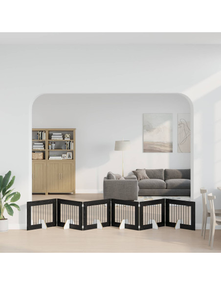 Cancello per cani con supporti 6 pcs Rovere Nero 80 x 60 cm