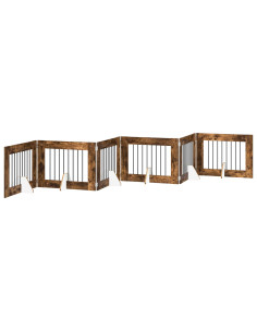 Cancello per cani con supporti 6 pcs Rovere Fumo 80 x 60 cm 2