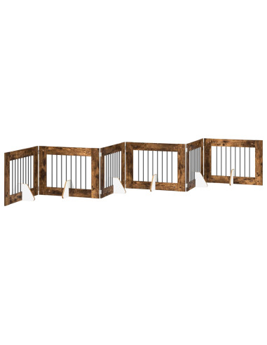 Cancello per cani con supporti 6 pcs Rovere Fumo 80 x 60 cm