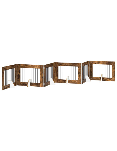 Cancello per cani con supporti 6 pcs Rovere Fumo 80 x 60 cm