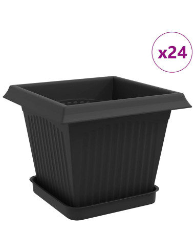 Vasi per Piante 24 pcs Nero 20 x 20 x 16 cm Plastica