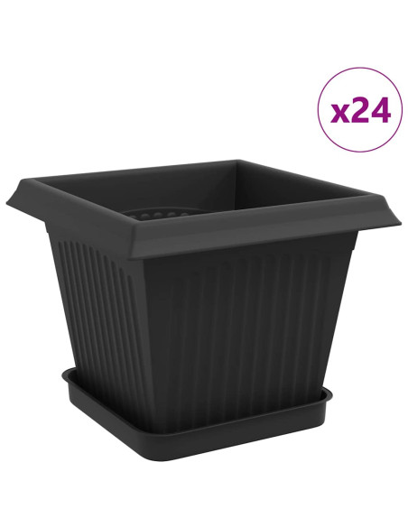 Vasi per Piante 24 pcs Nero 20 x 20 x 16 cm Plastica