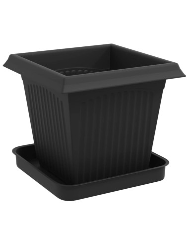 Vasi per Piante 24 pcs Nero 16 x 16 x 14 cm Plastica