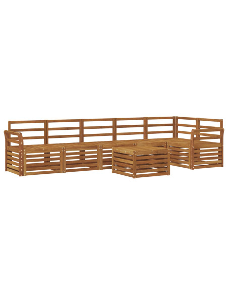 Set divano sezionale 7 pcs Naturale Legno di Acacia Massello