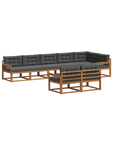 Set di divani da esterno con cuscino 8 pcs Naturale e Antracite