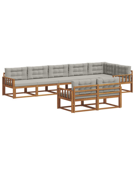 Set di divani da esterno 8 pcs Grigio Naturale e Chiaro