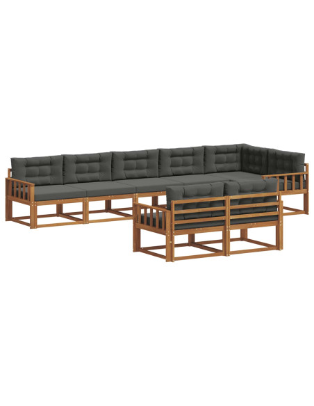 Set di divani da esterno con cuscino 8 pcs Naturale e Antracite