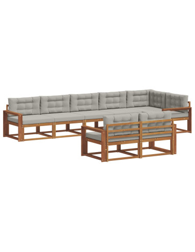 Set di divani da esterno 8 pcs Grigio Naturale e Chiaro