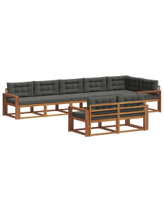 Set di divani da esterno con cuscino 8 pcs Naturale e Antracite 2