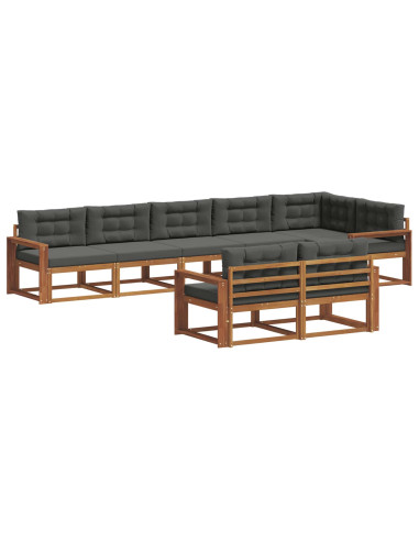 Set di divani da esterno con cuscino 8 pcs Naturale e Antracite