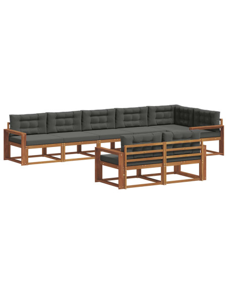 Set di divani da esterno con cuscino 8 pcs Naturale e Antracite