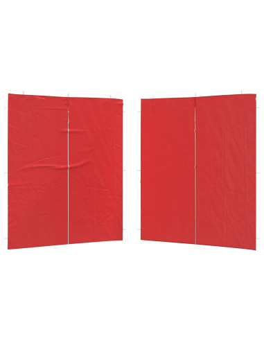 Parete per tenda da festa 2 pcs Rosso 200 x 195 cm PE e Acciaio