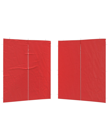 Parete per tenda da festa 2 pcs Rosso 200 x 195 cm PE e Acciaio
