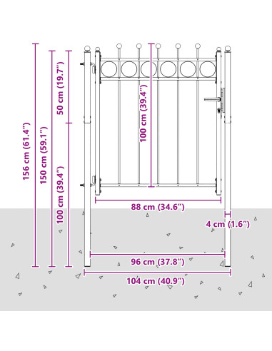 Cancello per recinzione HORST 100 x 100 cm Metallo Nero