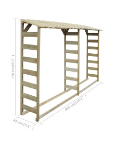 Capannone per Legname 300x44x176cm Legno Pino Impregnato