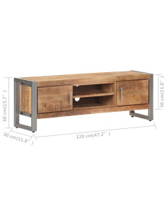Mobile Porta TV 120x30x40 cm in Legno di Mango Grezzo