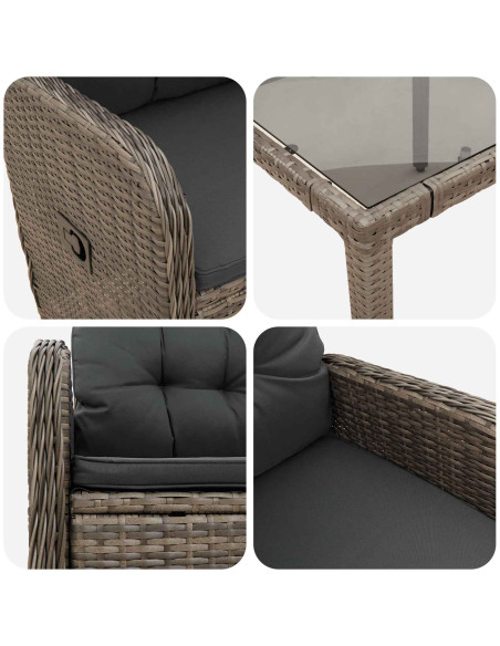 Set da pranzo per esterni con cuscino 5 pcs