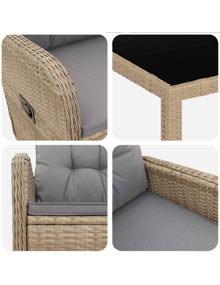 Set da pranzo per esterni 3 pcs Beige e Grigio Chiaro