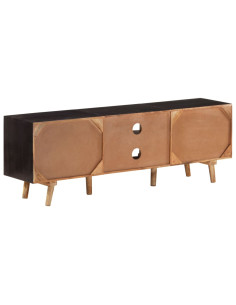 Mobile TV 140x30x46cm Legno di Mango Grezzo e Massello d'Acacia 2