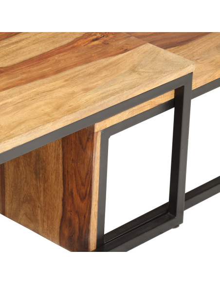 Tavolini Impilabili 2 pz in Legno Massello di Sheesham