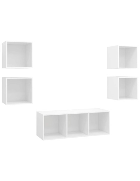 Set Mobile TV 5 pz Bianco in Truciolato