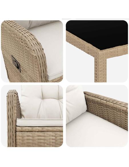 Set da pranzo per esterni 3 pcs Beige e Bianco Crema