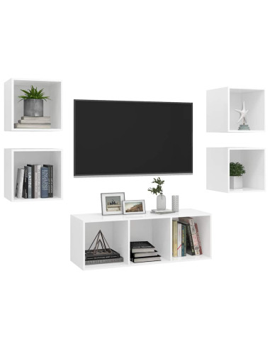 Set Mobile TV 5 pz Bianco in Truciolato