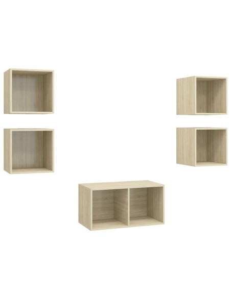 Set Porta TV 5 pz Rovere Sonoma in Truciolato