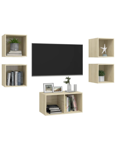 Set Porta TV 5 pz Rovere Sonoma in Truciolato