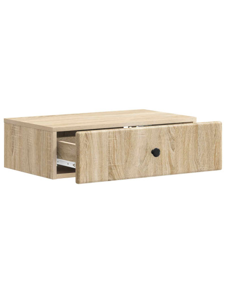 Tavolino da Parete Laterale Rovere Sonoma 59 x 34,5 x 17 cm