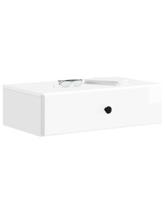 Tavolino da Parete Laterale Bianco Lucido 59 x 34,5 x 17 cm 2